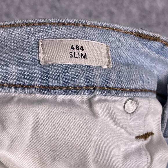 J. Crew 484 Slim Jeans Mens 35x32 Light Wash Distressed Stretch Preppy Casual - Picture 14 of 16